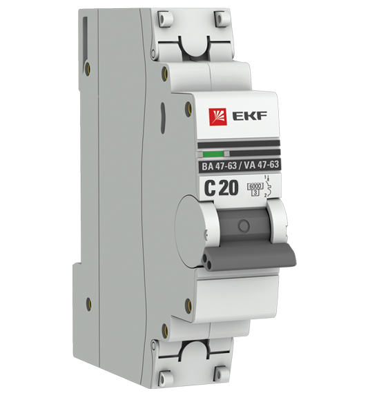 Автоматический выключатель EKF ВА47-63 1п 20А 6кА С PROxima
