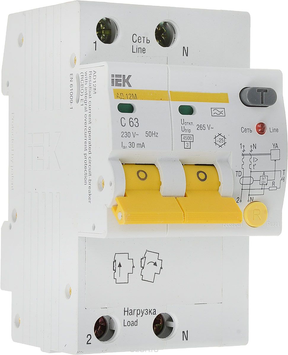 Дифавтомат IEK АД12М 2п 16А 30мА
