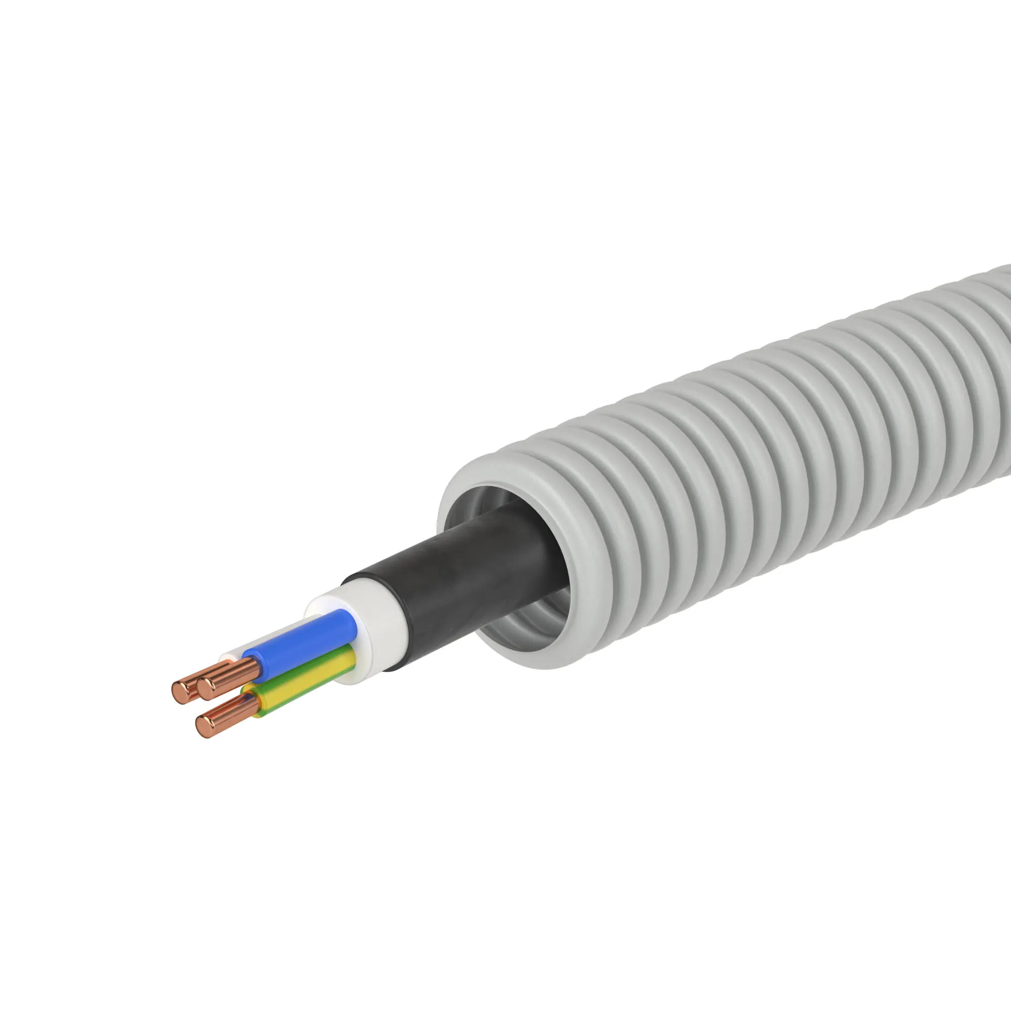 Электротруба ПВХ гибкая гофр. д.16мм, цвет серый, с кабелем ВВГнг(А)-LS 3х1,5мм? РЭК ГОСТ+, 100м DKC