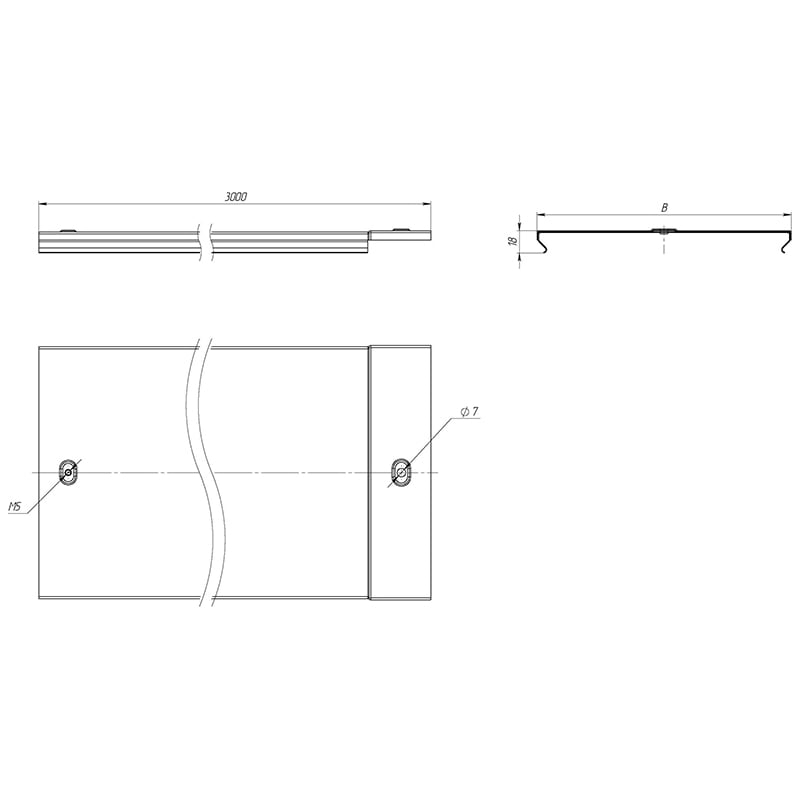 Крышка на лоток EKF осн.50 L3000 0,6мм сталь оцинкованная