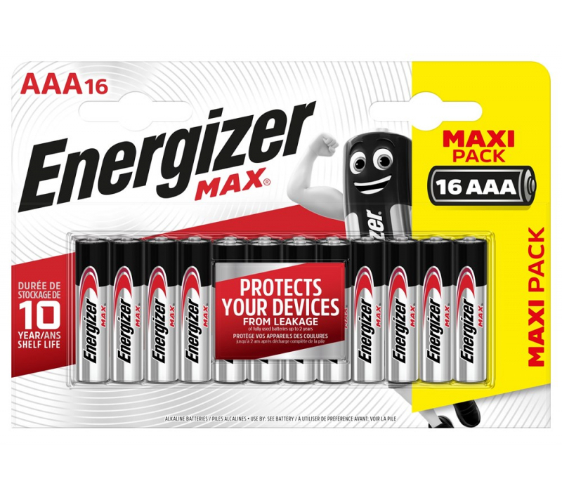 Элемент питания алкалиновый Energizer Max AAA (блист. 16 шт)