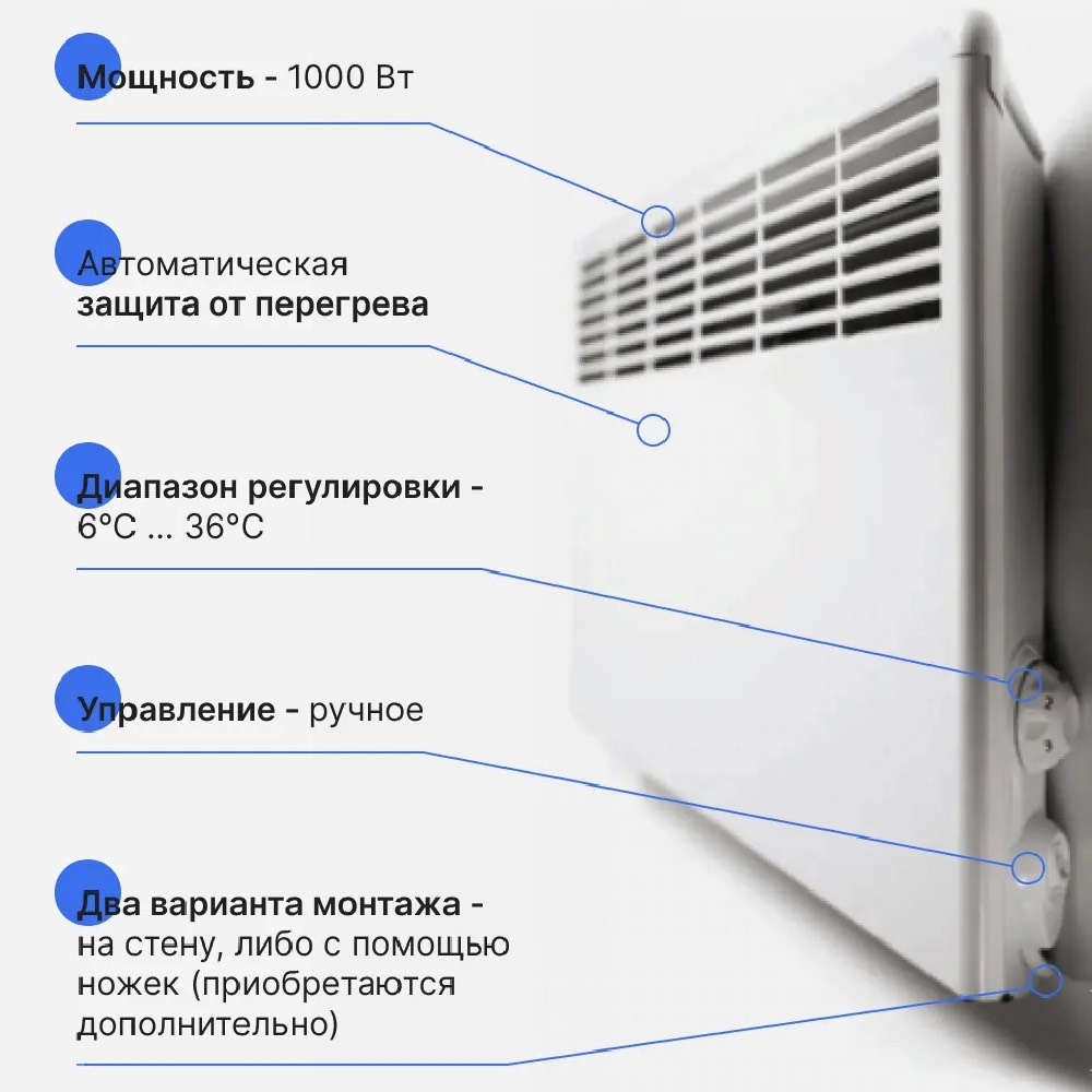 Конвектор ENSTO FinnHeat 1000Вт механический термостат