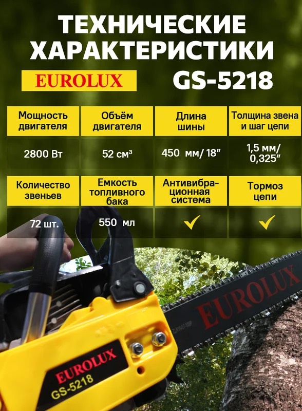 Бензопила Eurolux GS-5218