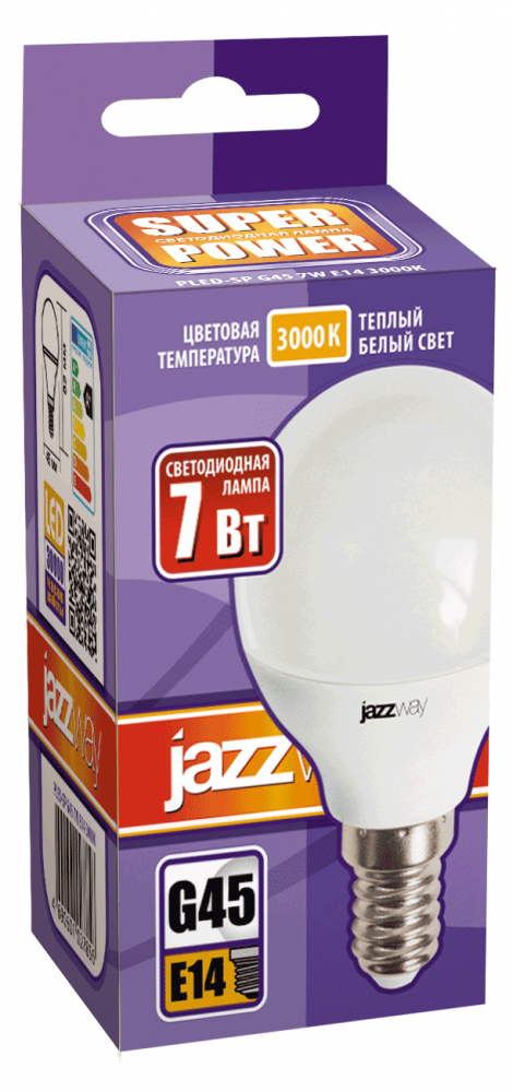 Лампа светодиодная Е14 JazzWay 7Вт 3000K шар