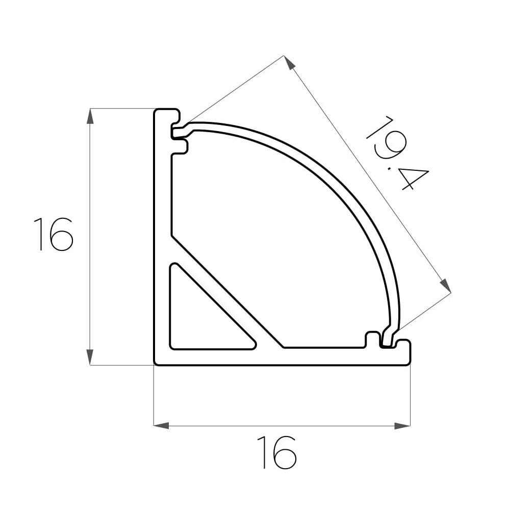 Профиль угловой LEDcraft LC-LPU-1616-2 алюмин. анод. черный 