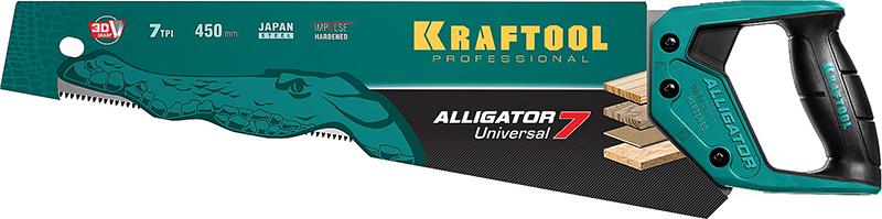 Ножовка универсальная KRAFTOOL Alligator 7 450мм 7TPI 3D зуб