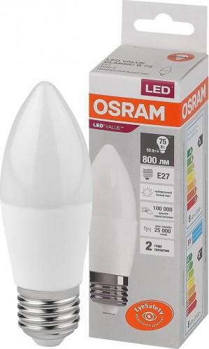 Лампа св/д E27 OSRAM Value LVCLB75 10SW/840 свеча матовая