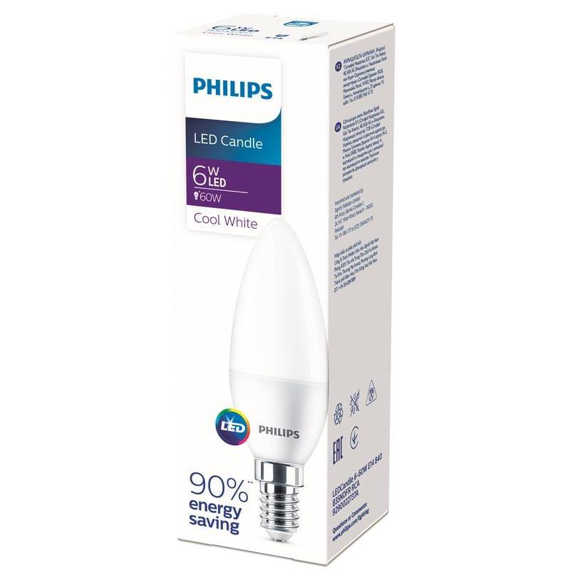 Лампа св/д свеча Е14 Philips Ecohome 6-60Вт B35NDFR RCA