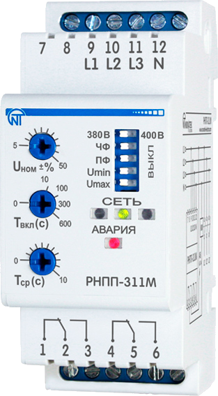Реле напряжения Новатек-Электро РНПП-311М 3ф DIN