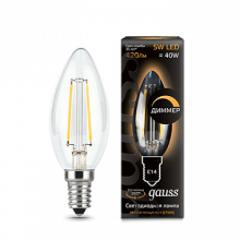 Свеча св/д Е14 Gauss Filament Candle dimmable 5 Вт 2700К