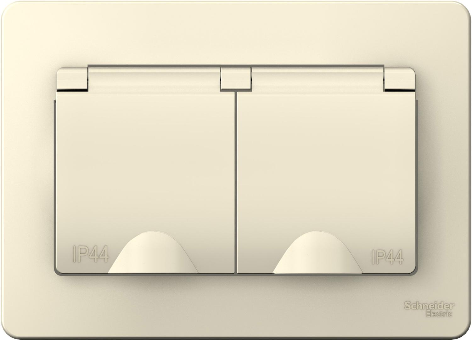 Розетка 2-местная SchE Blanca молочная IP44 с/з с/у с/ш