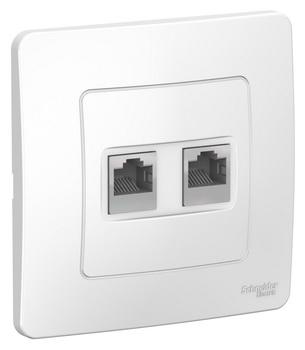 Розетка двойная RJ-45 + RJ-11 SchE Blanca белый с/у