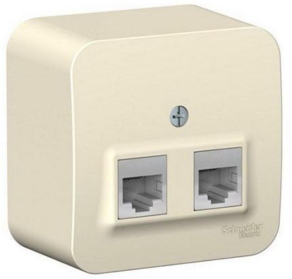 Розетка двойная RJ-45 + RJ-11 SchE Blanca молочный о/у