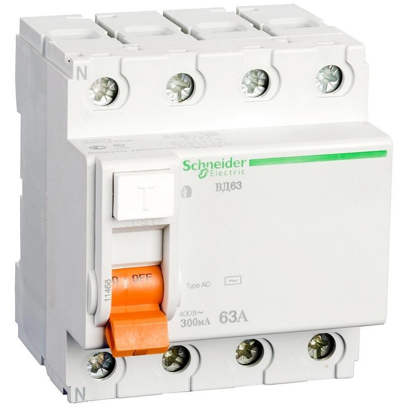 УЗО Schneider Electric ВД63 4п 63А 300mA