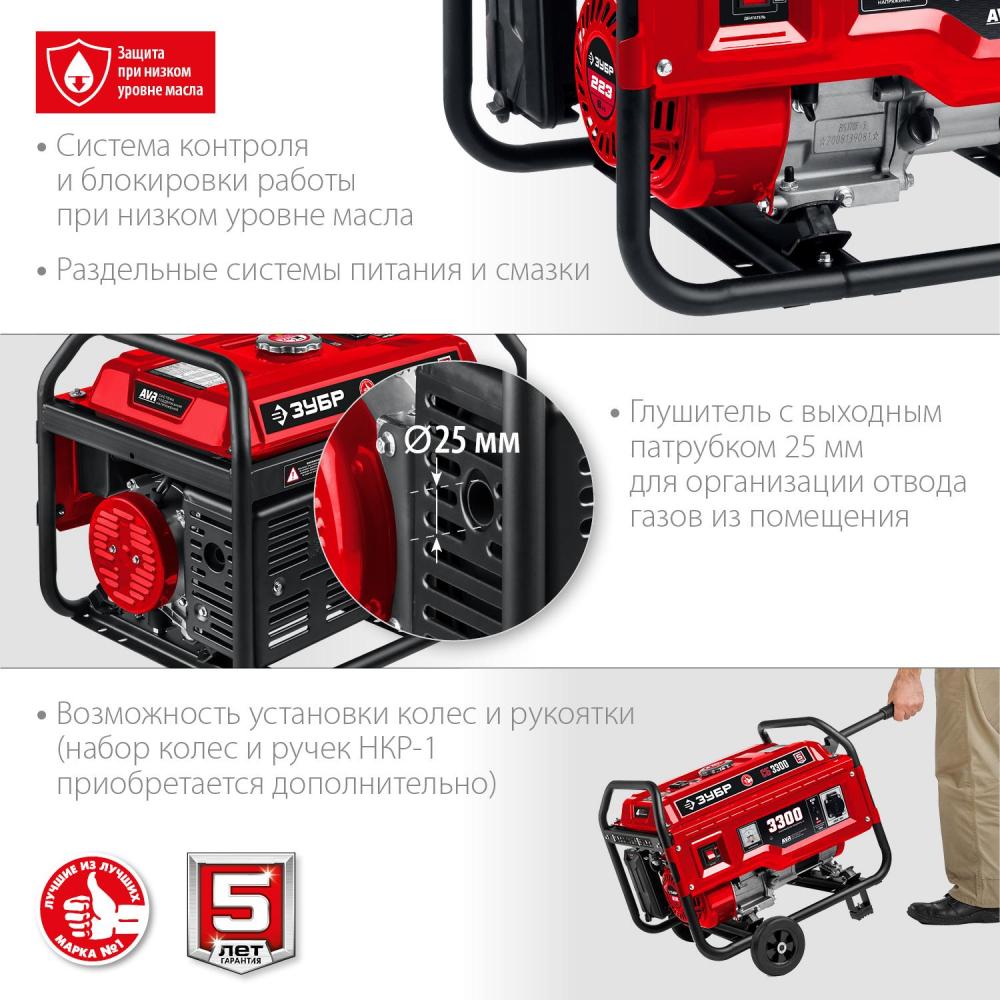 Бензиновый генератор ЗУБР СБ-3300